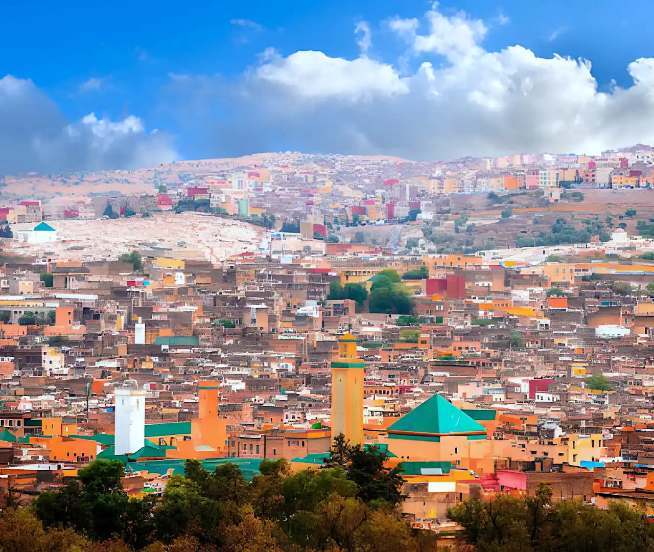 Panoramablick über Fès mit Minaretten und Medina – eine der ältesten und beeindruckendsten Marokko Städte